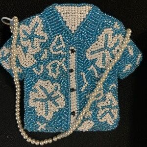 Blue & White Hawaiian Shirt Coin Purse